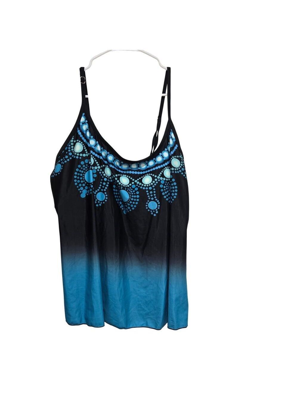 Rosegal Blue Ombre Flyaway Tankini Swim Top Plus Size 22